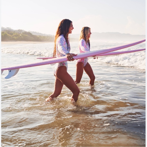 Hurley x LoveShackFancy Max Hawaiian Hibiscus Long Sleeve One piece Bodysuit - Picture 11 of 16